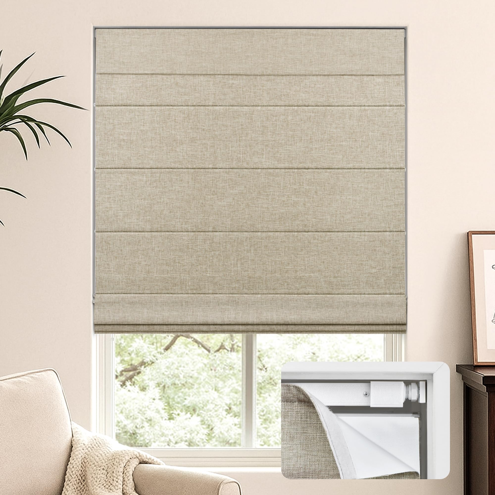 Amazon.com: LazBlinds No Tools No Drill Cordless Roman Shades for